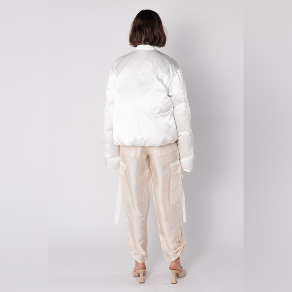 Madeinam Jill Bomber Puffer Jacket Winter Coat Oversized Satin Shine white XS - Picture 16 of 16